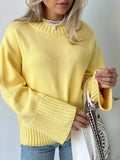 Luźny, casual sweter damski z okrągłym dekoltem, akryl