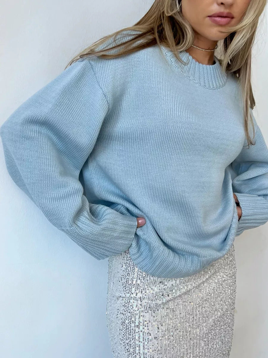 Pull Femme Col Rond Ample Décontracté 3