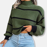 Pull Femme Col Roulé Décontracté Rayé 4