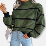 Pull Femme Col Roulé Décontracté Rayé 5