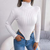 Pull Femme Col Roulé Long Asymétrique 1