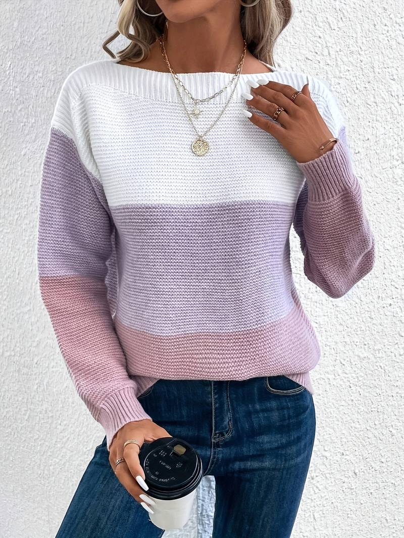 Pull Femme Coloré Col Rond Élégant 2