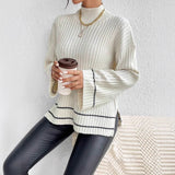 Pull Femme Côtelé à Col Roulé Élégant 3
