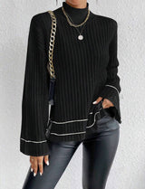 Pull Femme Côtelé à Col Roulé Élégant 5