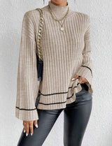 Pull Femme Côtelé à Col Roulé Élégant 6