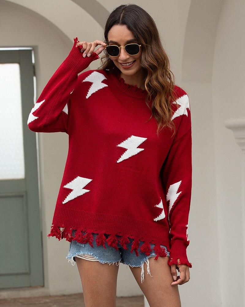 Pull Femme Décontracté à Motif Éclair 1