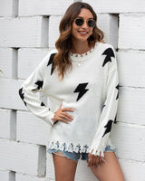 Pull Femme Décontracté à Motif Éclair 4