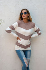 Pull Femme Décontracté à Motif Zigzag 2