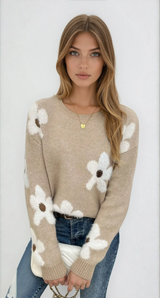 Pull Femme Décontracté à Motifs Floraux 0