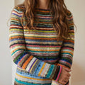 Damski sweter przytulny retro wielokolorowa wełna