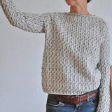 Pull Femme Élégant Col Bateau Gris 4