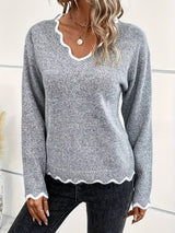 Pull Femme Élégant Col V Décontracté 3