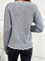 Pull Femme Élégant Col V Décontracté 4