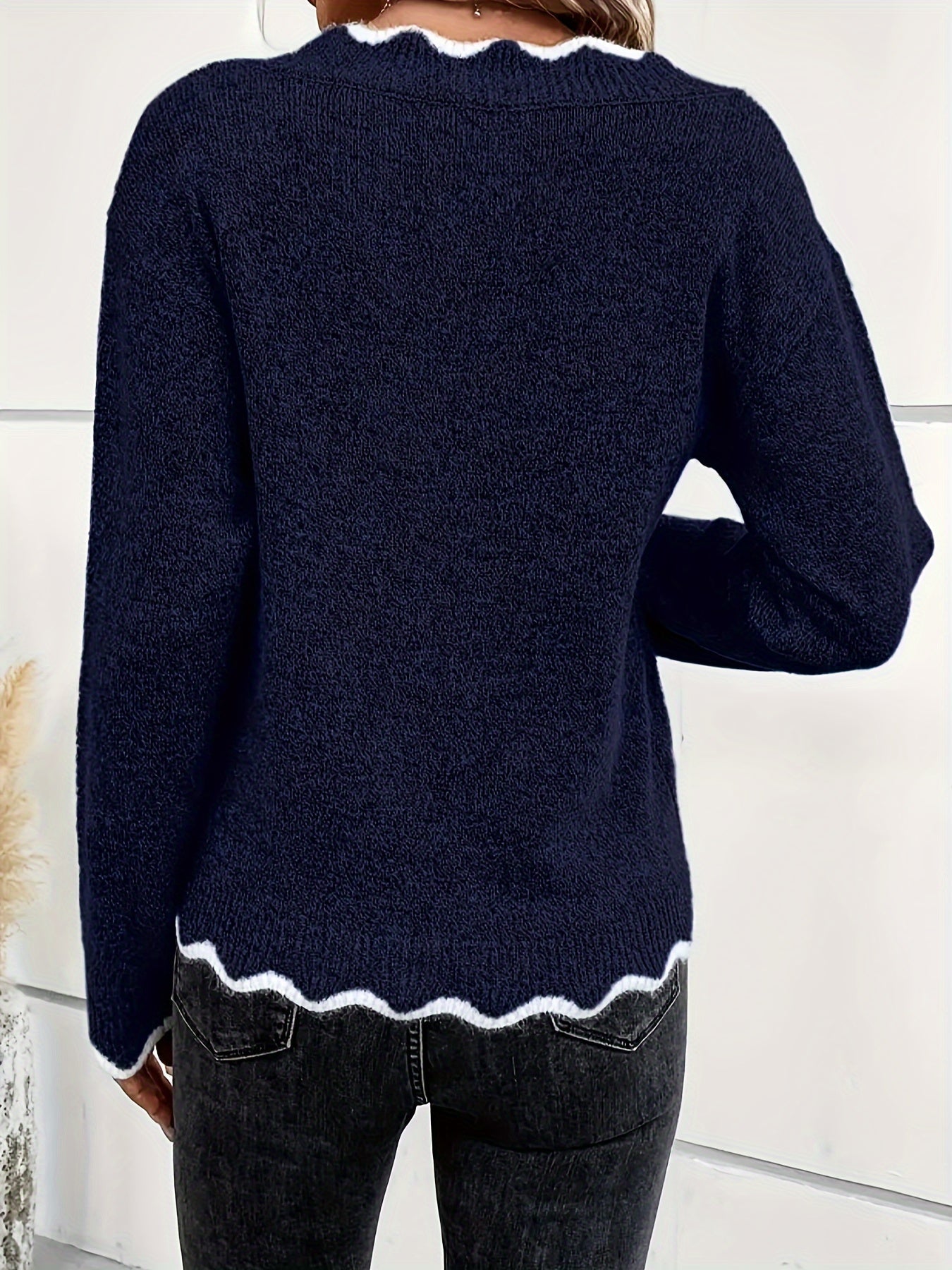 Pull Femme Élégant Col V Décontracté 6