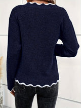 Pull Femme Élégant Col V Décontracté 6