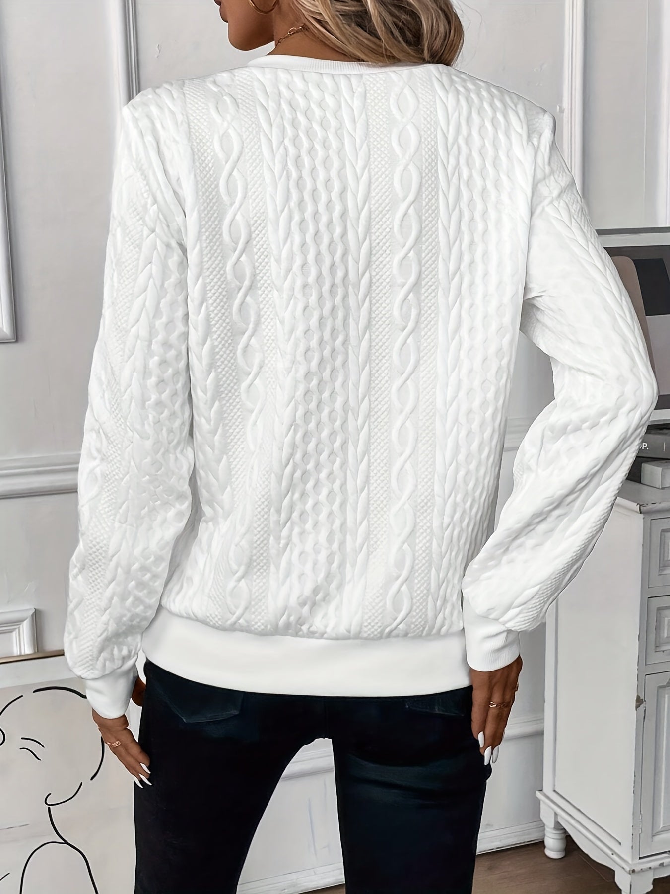 Pull Femme Élégant à Col Rond Moderne 5