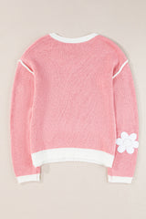 Pull Femme Élégant à Col V Fleuri 3