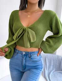 Damenpullover mit V-Ausschnitt Baumwolle Polyester Lange Ärmel