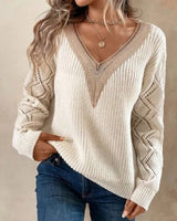 Pull Femme Élégant à Col en V 1