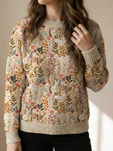Pull Femme à Fleurs Brodé Laine Confort Quotidien