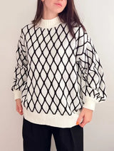 Pull Femme Élégant à Motif Losange 0