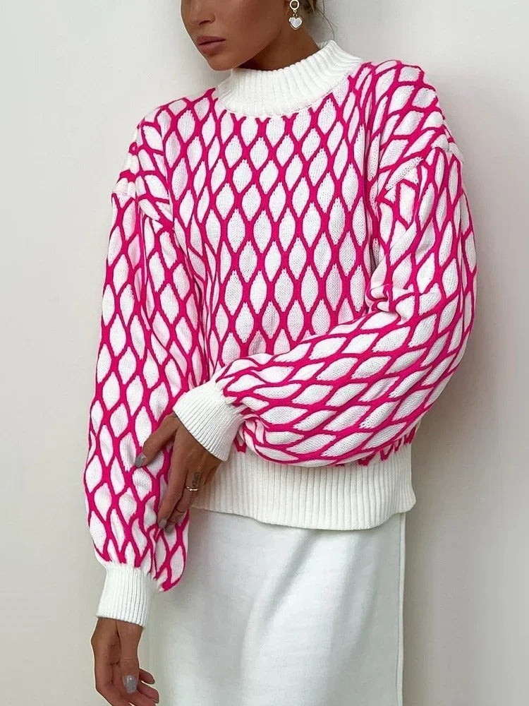 Pull Femme Élégant à Motif Losange 4