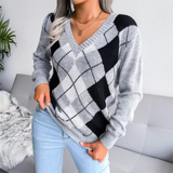 Pull Femme Élégant en V Texturé 1