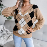 Pull Femme Élégant en V Texturé 2