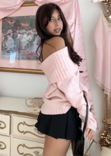 Pull Femme Épaules Dénudées Rose Tendre 2