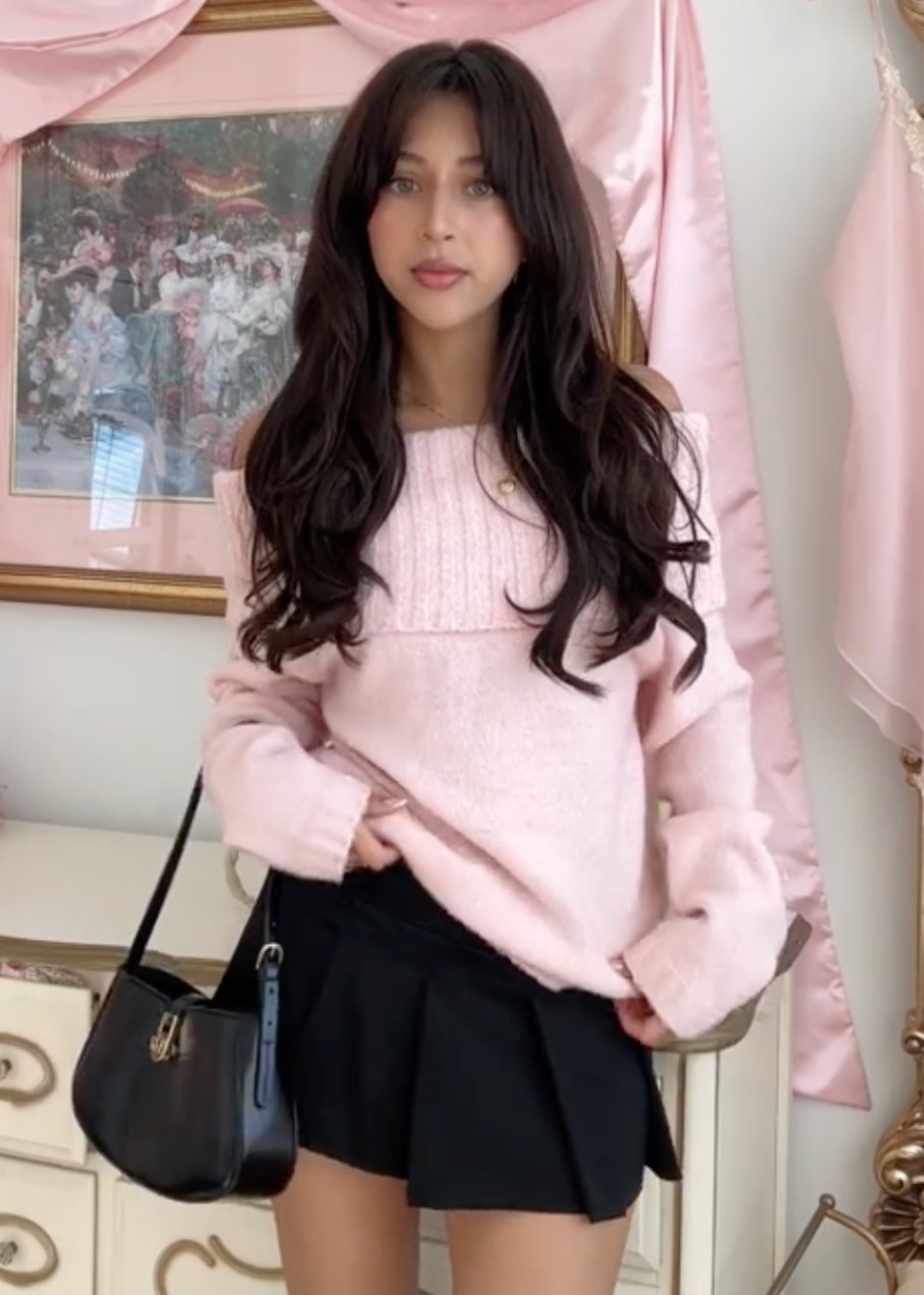 Pull Femme Épaules Dénudées Rose Tendre 4