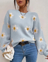 Damenpullover Blumenmuster Winter Winterkleidung Damenmode