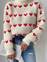 Damenpullover Bunte Herzmuster Strickware