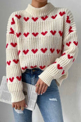Pull Femme Imprimé Cœurs Tendance Multicolore 0