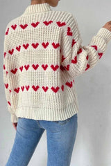 Pull Femme Imprimé Cœurs Tendance Multicolore 1