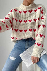 Pull Femme Imprimé Cœurs Tendance Multicolore 2