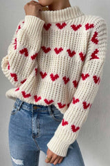 Pull Femme Imprimé Cœurs Tendance Multicolore 4