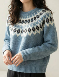 Jacquard Damenpullover, warm, Wärme und Komfort