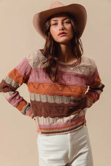 Pull Femme Long Chic à Rayures 1