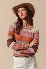 Pull Femme Long Chic à Rayures 2