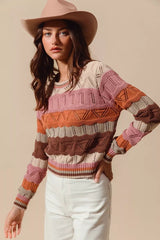 Pull Femme Long Chic à Rayures 4