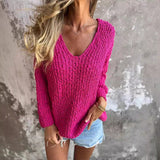 Pull Femme Long Manches Col en V 1