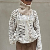 Pull Femme Oversize Col Haut Tricot 0