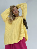 Oversize sweter damski, wygodny, prążkowany, komfort i elegancja