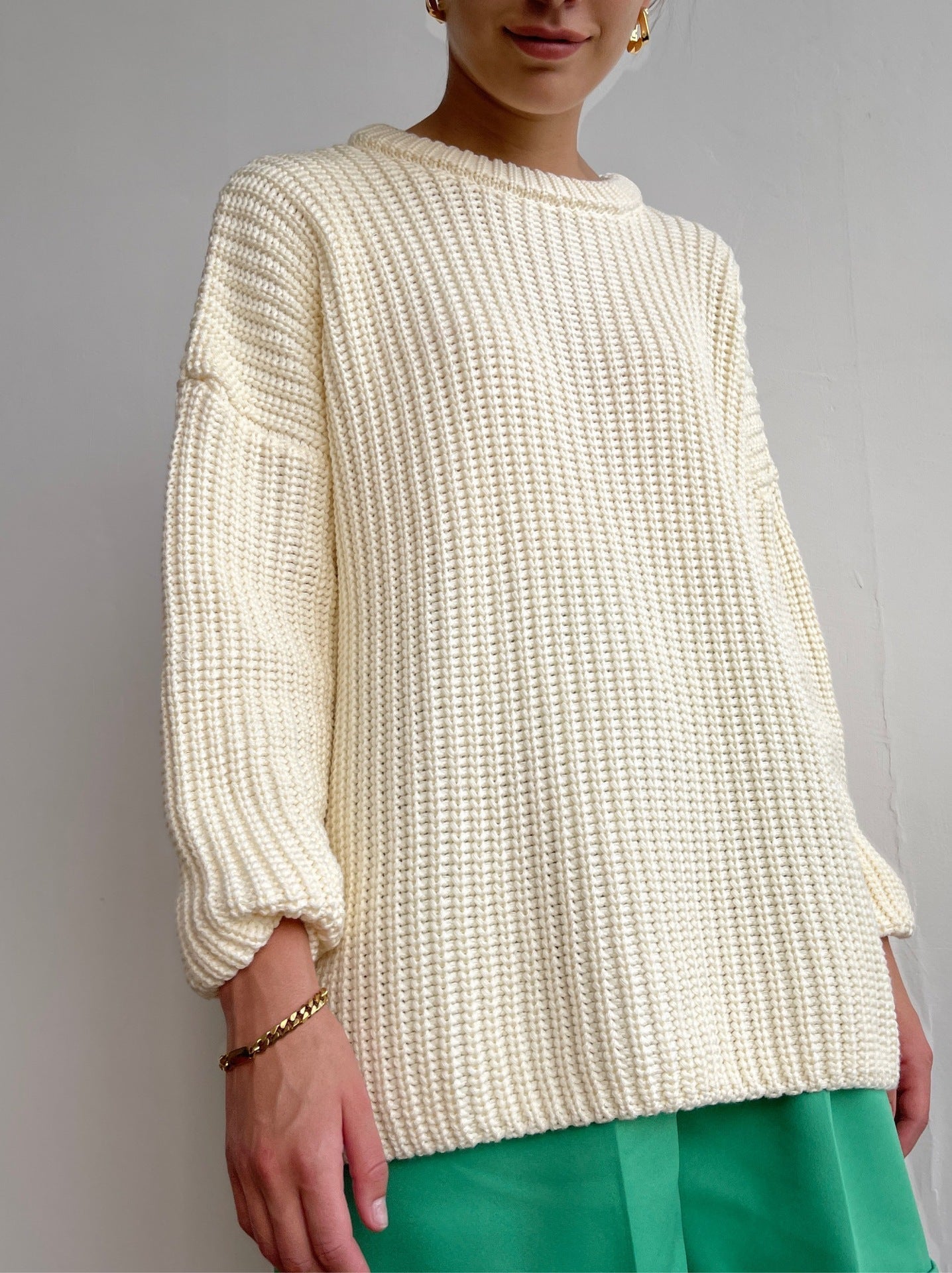 Pull Femme Oversize Confortable Côtelé 5