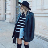 Pull Femme Oversize à Col Haut Rayé 1