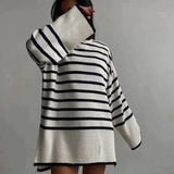 Pull Femme Oversize à Col Roulé Décontracté 1