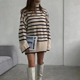Pull Femme Oversize à Col Roulé Décontracté 4