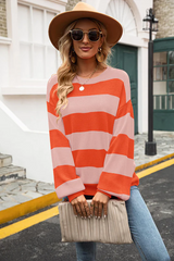 Pull Femme Oversize à Rayures Multicolores 1