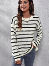 Pull Femme Rayé Chic Col Rond 0