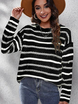 Pull Femme Rayé Chic Col Rond 1